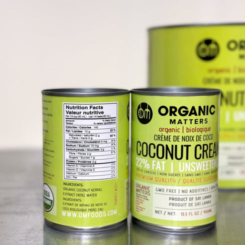 ORGANIC COCONUT CREAM, 22% fat, unsweetened